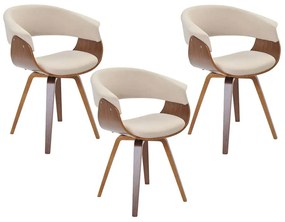 Kit 03 Cadeiras Decorativas para Sala de Jantar Ohana Fixa Linho Bege G56 - Gran Belo