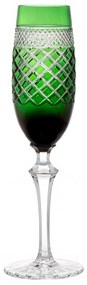 Taça de Cristal Lapidada P/ Champagne - Verde  Verde