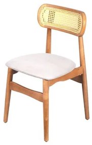 Cadeira Rainer Tecido Cinza e Palha Clara com Estrutura Madeira Clara - 74350 Sun House