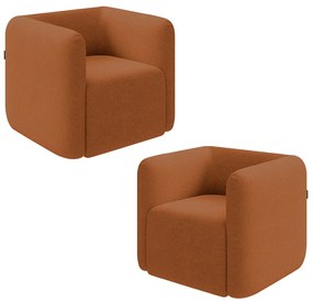 Kit 2 Poltronas Decorativas Sala de Estar Trinidad Base Fixa Bouclê Terracota G33 - Gran Belo