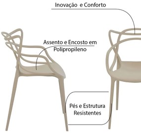 Kit 3 Cadeiras Decorativas Sala e Cozinha Feliti (PP) Nude G56 - Gran Belo