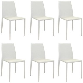 Kit 6 Cadeiras Decorativas Sala e Cozinha Karma PVC Branca G56 - Gran Belo