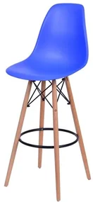 Banqueta Eames Polipropileno Azul Escuro Base Madeira - 54748 Sun House