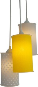 Lustre Crie Casa Pendente Triplo Crie Casa Cinza e Amarelo