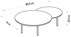 Mesa de Centro para Sala Redonda Dupla Industrial Charlie D04 Off Whit