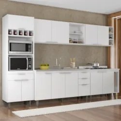 Armário de Cozinha CP07 Com Pia 150cm Pérola Z34 Branco     - Mpozenat
