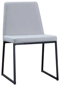 Cadeira de Jantar Decorativa Base Aço Preto Javé Linho Branco Gelo G17 - Gran Belo