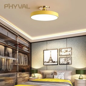 Plafon Luminária Phyval nordic led luz de teto criativo quarto sala jantar lâmpada moderna sala estar corredor varanda luzes decoração dispositivo elétrico - Amarelo - White Light | 50cm