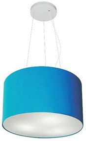 Lustre Pendente Cilíndrico Md-4009 Cúpula em Tecido 40x21cm Azul Turquesa - Bivolt