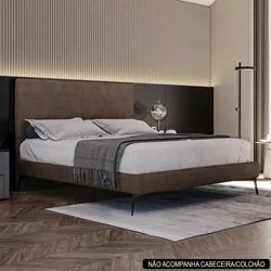 Cama Casal Queen 165cm Pés Metálicos Elisa S05 Veludo Marrom - Mpozena