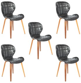 Kit 5 Cadeiras Decorativas de Escritório Recepção GranClass PU Sintético Preto G56 - Gran Belo