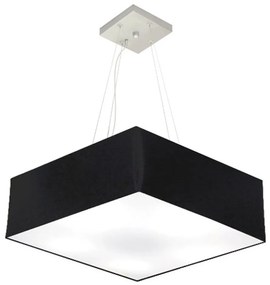 Lustre Pendente Quadrado Md-4198 Cúpula em Tecido 15/60x60cm Preto - Bivolt