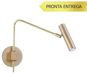 Arandela Haste Articulada Tubinho 12X40X32Cm Metal 01Xmr11 | Old Artis... (CHAMPANHE / DOURADO BRILHO)