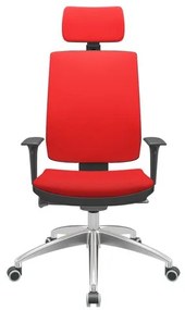 Cadeira Office Brizza Soft Aero Vermelho Autocompensador Com Encosto Cabeça Base Aluminio 126cm - 63465 Sun House