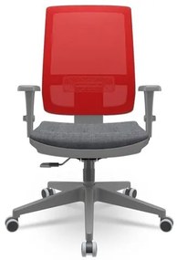 Cadeira Brizza Diretor Grafite Tela Vermelha Assento Concept Grânito Base RelaxPlax Piramidal - 66413 Sun House