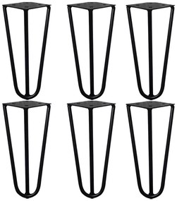 Kit 6 Pés de Metal 15 CM Hairpin Legs Mesas de Centro Puffs Preto G41