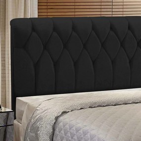 Cabeceira Miami Cama Box Casal 140 cm Suede Preto D'Rossi