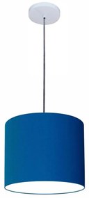 Luminária Pendente Vivare Free Lux Md-4105 Cúpula em Tecido - Azul-Marinho - Canopla branca e fio transparente