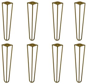 Kit 8 Pés de Metal 30 CM Hairpin Legs Mesa de Canto Rack e Puffs Dourado G41