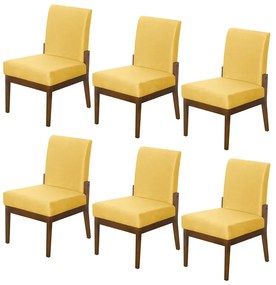 Kit 06 Cadeiras de Jantar Helena Suede Amarelo