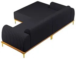 Sofá 245cm 4 Lugares com Chaise Esquerdo Pés Gold Molino D-465 Linho C