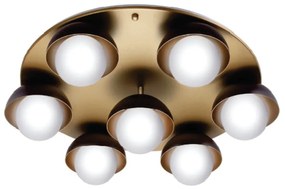 Plafon Cúpula Ø59X17Cm Metal E Globo Ø10Cm 07Xg9 |Old Artisan Plf-5522 (BRANCO / COBRE BRILHO, CLEAR (TRANSPARENTE))