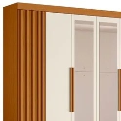 Guarda Roupa Casal 6 Portas Com Espelho 240cm Doble Cinamomo/Off White