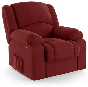 Poltrona do Papai Reclinável Melim Power Touch Massagem Veludo Vermelho FH1 - D'Rossi