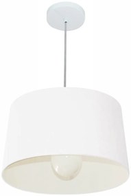 Lustre Pendente Cone Md-4241 Cúpula em Tecido 30/45x40cm Branco - Bivolt
