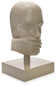 Escultura Decorativa Rosto Silêncio em Cerâmica Nude 25x15 - D'Rossi