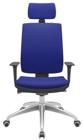 Cadeira Office Brizza Soft Aero Azul Autocompensador Com Encosto Cabeça Base Aluminio 126cm - 63464 Sun House