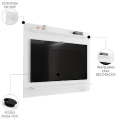 Painel para TV Suspenso 50 Pol 120cm 2 Prateleiras Versa Z34 Branco -