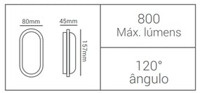 Luminária Tipo Tartaruga Oval Mini 15,7X8X4,5Cm Led 8W 3000K Ip65 |Opu...