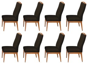 Conjunto 8 Cadeiras Decorativa Lara Veludo Marrom