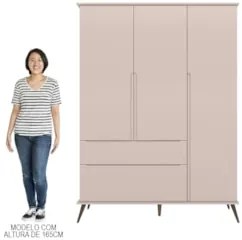 Guarda Roupa Infantil 100% MDF Pés Retrô Mel Z39 Rosê - Mpozenato