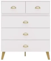 Cômoda Para Quarto 91cm 5 Gavetas Ibiza Flex Branco/Camarim - Vila Ric