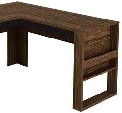 Mesa Para Escritório em L ME4145 Nogal/Preto - Tecno Mobili