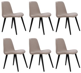 Kit 6 Cadeiras Decorativa Sala de Jantar Pés de Madeira Meyer Linho Bege G17 - Gran Belo