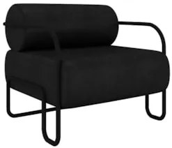 Poltrona Decorativa para Sala Industrial Kira Z08 Sintético Preto - Mp