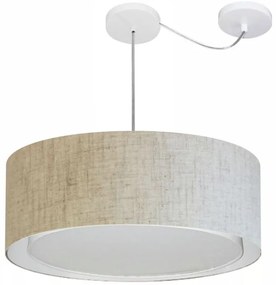 Lustre Pendente Cilíndrico Com Desvio de Centro Vivare Md-4317 Cúpula em Tecido 60x25cm - Bivolt