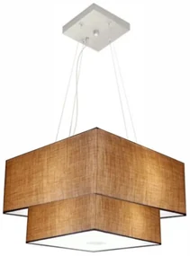 Lustre Pendente Duplo Quadrado Vivare Md-4157 Cúpula em Tecido 40x35cm Palha - Bivolt