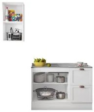 Armário de Cozinha Modulado 2 Peças Com Pia Inox CJ12 Duna P09 Branco