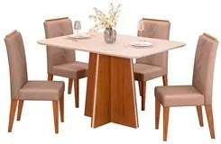 Mesa de Jantar Vanda 120cm Com 4 Cadeiras Yasmin D04 Freijó/Veludo Kra