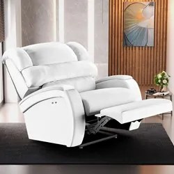 Poltrona do Papai Reclinável Kalie Power Touch Massagem FH9 PU Branco