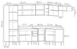 Armário de Cozinha Modulada de Canto 8 Peças CP02 Balcão com Tampo Pre