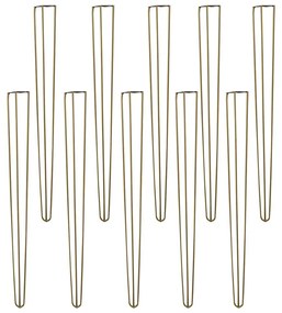 Kit 10 Pés de Metal 90 CM Hairpin Legs Aparador e Mesa de Canto Dourado G41