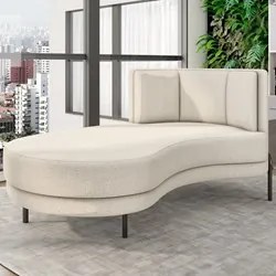 Chaise Longue Divã 164cm Braço Direito Logus D06 Bouclê Bege - Mpozena