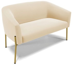 Sofá 2 Lugares Namoradeira Pé de Ferro Dourado Stella Suede D03 - D'Rossi - Bege