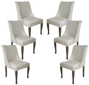 Conjunto 6 Cadeiras de Jantar Piper Linho Off White - TA 53896