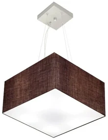 Lustre Pendente Quadrado Md-4041 Cúpula em Tecido 21/35x35cm Café - Bivolt